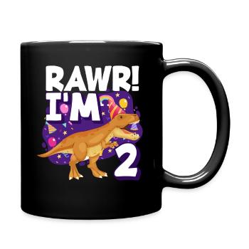 2ème anniversaire Garçon Filles 2 ans Dinosaures - Mug uni - noir - Droite