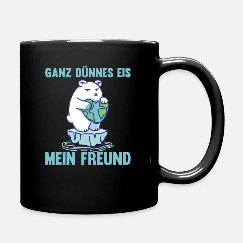 Eisbär dünnes Eis mein Freund lustig - Tasse einfarbig - Schwarz