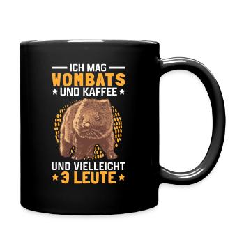 Wombats und Kaffee Australien Beuteltier Wombat - Tasse einfarbig - Schwarz - Rechts