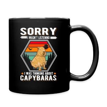Je n’écoutais pas, je pensais à Capybaras - Mug uni - noir - Droite