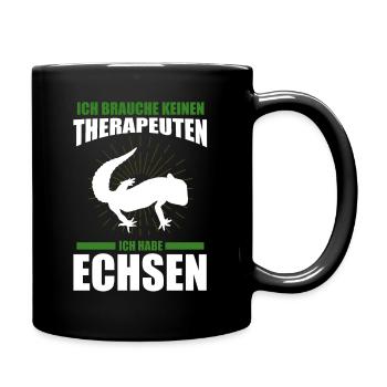 Ich brauche keine Therapeuten ich habe eine Echse - Tasse einfarbig - Schwarz - Rechts