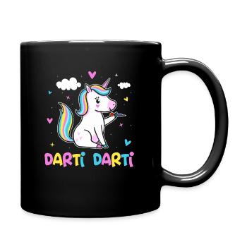 Darti Darti Unicorn Darts Player - Tasse einfarbig - Schwarz - Rechts