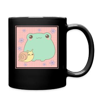 Cottagecore Aesthetic Kawaii Frog Snail Gesch - Full Colour Mug - black - Right