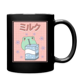 Cottagecore Esthétique Kawaii Frog Milk Carton Ge - Mug uni - noir - Droite