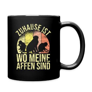 Zuhause ist wo meine Affen sind Affe Zoo - Tasse einfarbig - Schwarz - Rechts