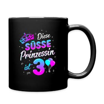 3. Geburtstag Mädchen 3 Jahre Prinzessin - Tasse einfarbig - Schwarz - Rechts