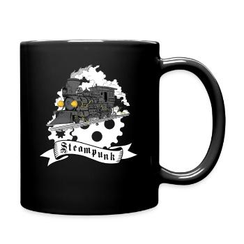 Dampf Zug Steampunk - Tasse einfarbig - Schwarz - Rechts