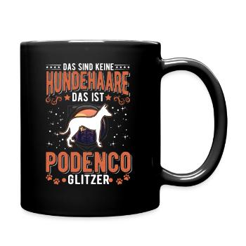 Podenco Glitzer Windhund Ibizan Hound - Tasse einfarbig - Schwarz - Rechts