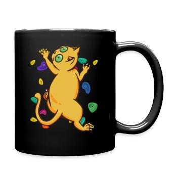 Drôle de chat grimpant mural avec des formes colorées - Mug uni - noir - Droite