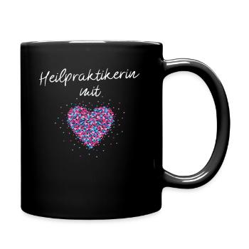 Heilpraktikerin mit Herz - Tasse einfarbig - Schwarz - Rechts