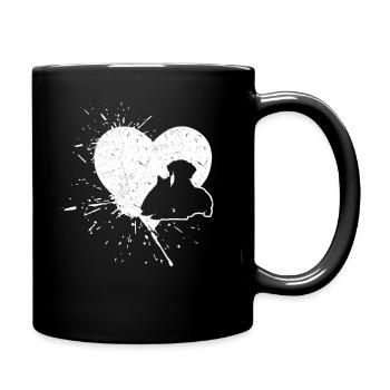 Hund Welpen Katzenherzen Baby Hunde Katzenherz - Tasse einfarbig - Schwarz - Rechts