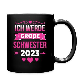 Bald Große Schwester 2023 - Tasse einfarbig - Schwarz - Rechts