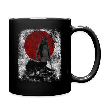japanese samurai wolf art warrior bushido martial - Full Colour Mug - black - Right