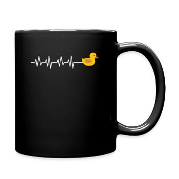 Heartbeat Heartline Fréquence cardiaque Canard en caoutchouc - Mug uni - noir - Droite