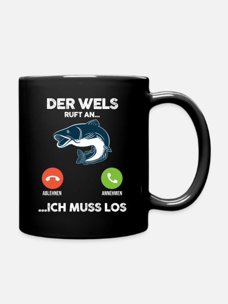 Angeln Angler Wels Fischer - Tasse einfarbig - Schwarz