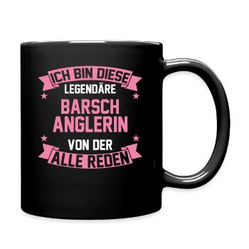 Angeln Angler Anglerin Barsch - Tasse einfarbig - Schwarz - Rechts