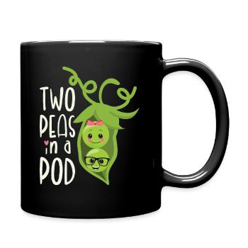 Two Peas in a Pod Valentinstag Verliebt Erbse - Tasse einfarbig - Schwarz - Rechts