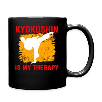 Kyokushin ist meine Therapie Kampfkunst Karate Zitat - Tasse einfarbig - Schwarz - Rechts