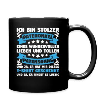 Stolzer Patenonkel vom Patensohn Taufpate Geschenk - Tasse einfarbig - Schwarz - Rechts