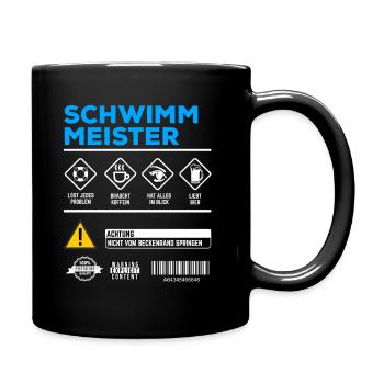 Schwimmmeister Gebrauchsanweisung Bademeister - Tasse einfarbig - Schwarz - Rechts
