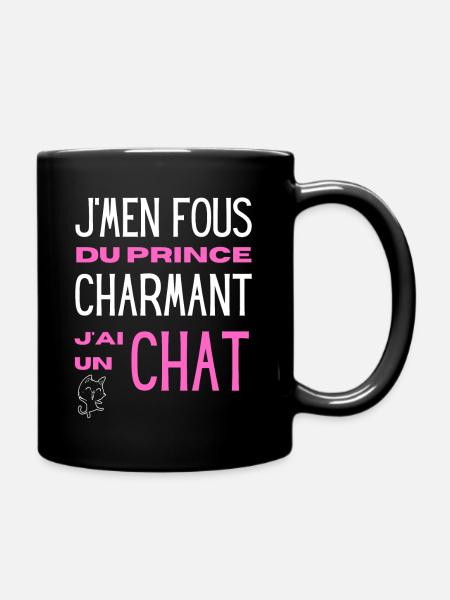 Humour chat femme phrase drôle cat lover drole - Mug uni - noir
