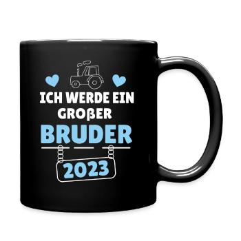Bald Großer Bruder 2023 Traktor - Tasse einfarbig - Schwarz - Rechts