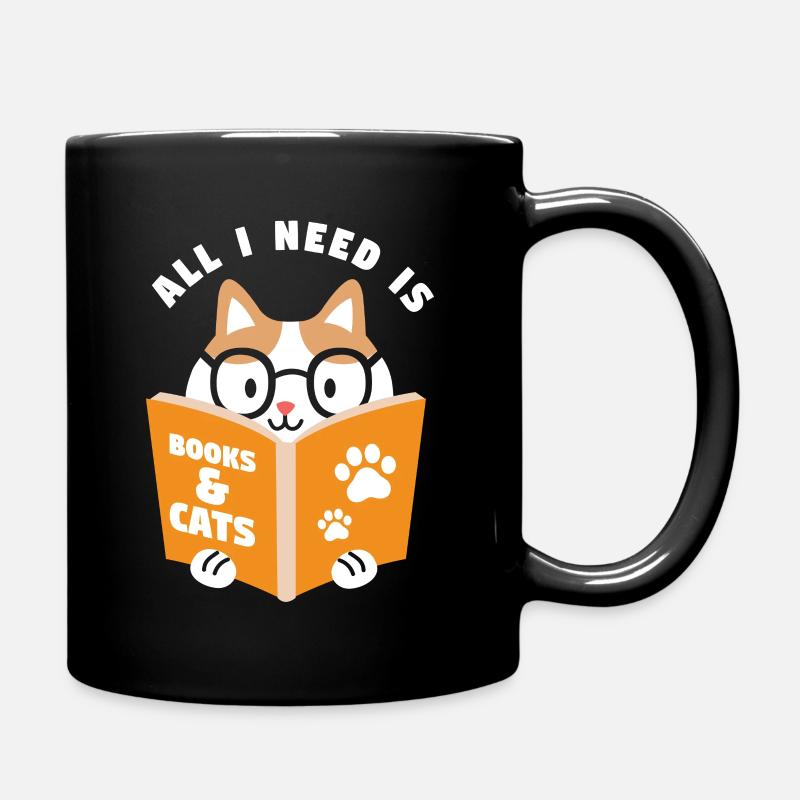 All I Need Is Books & Cats Book - Full Colour Mug - black