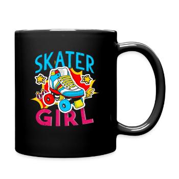 Skater Girl Rollerskating - Full Colour Mug - black - Right