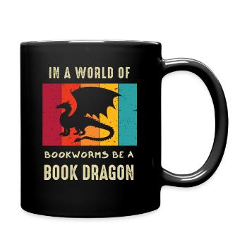 Book Dragon Design Librarian Book Lovers - Tasse einfarbig - Schwarz - Rechts