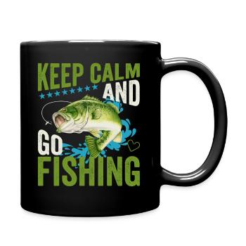 Keep Calm And Go Fishing Funny Bass Fishing - Tasse einfarbig - Schwarz - Rechts