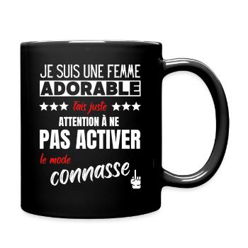 Humour femme phrase drôle adorable et connasse - Mug uni - noir - Droite