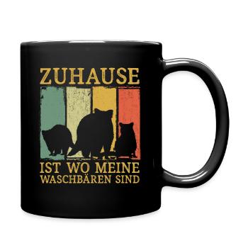 Zuhause ist wo meine Waschbären sind - Tasse einfarbig - Schwarz - Rechts