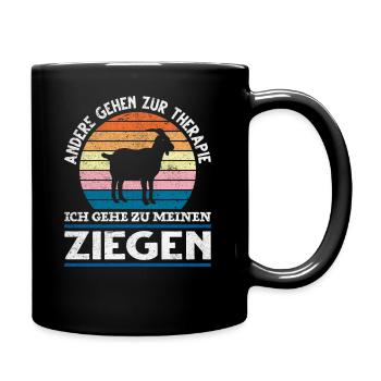 Therapie Ziegen lustiger Spruch Ziege Bauernhof - Tasse einfarbig - Schwarz - Rechts