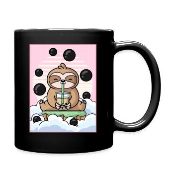Japanese Aesthetic Kawaii Faultier Boba-Milchtee G - Tasse einfarbig - Schwarz - Rechts