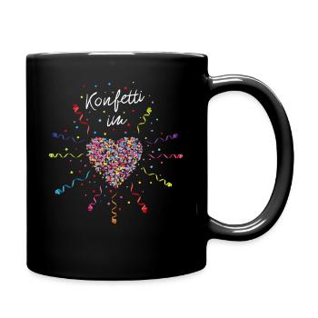 Konfetti im Herzen Karneval Kostüm - Tasse einfarbig - Schwarz - Rechts