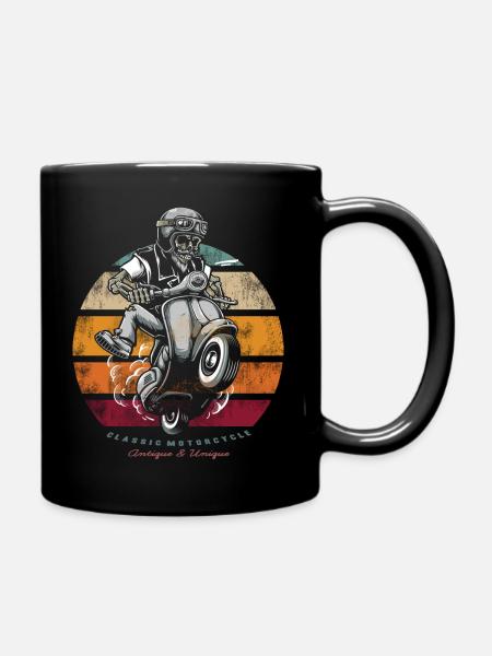 Cooles Roller Scooter Shirt Classic Vintagestyle - Tasse einfarbig - Schwarz