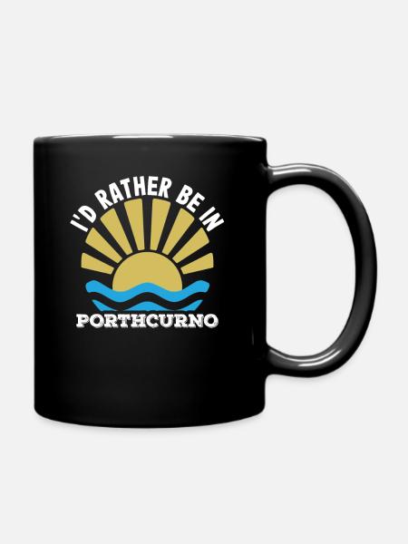 UK - Cornwall -I'd rather be in Porthcurno - Full Colour Mug - black