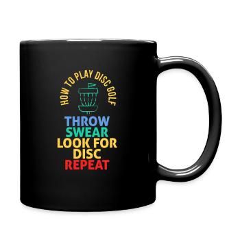 How to Play Disc Golf - Full Colour Mug - black - Right