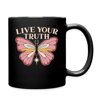 Live Your Truth Butterfly Lover Hippie Festival - Full Colour Mug - black - Right