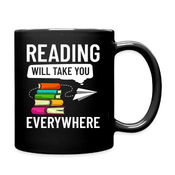 Leser Buch Lesen Bücherwurm Bibliothekar - Tasse einfarbig - Schwarz - Rechts