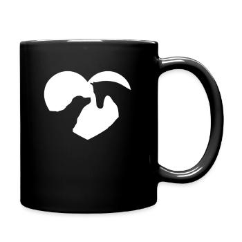 Hund Und Pferd Herz Geschenk - Tasse einfarbig - Schwarz - Rechts