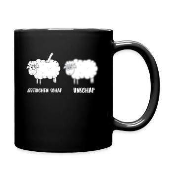 Schaf Unschaf Gestochen Schaf Schafe Brillenträger - Tasse einfarbig - Schwarz - Rechts