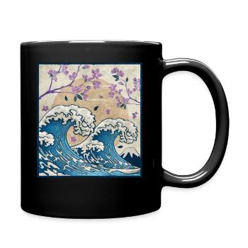 Esthétique japonaise Kanagawa Wave Cherry Blossom Ge - Mug uni - noir - Droite