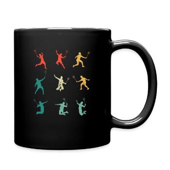 Badminton Spieler Cool Vintage Retro Kunst Sport - Tasse einfarbig - Schwarz - Rechts