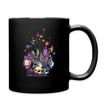 Magic Mushrooms Chrystal Skull Gems Fantasy - Full Colour Mug - black - Right