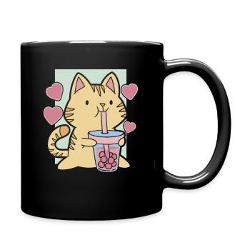 bubble tea cat - Tasse einfarbig - Schwarz - Rechts