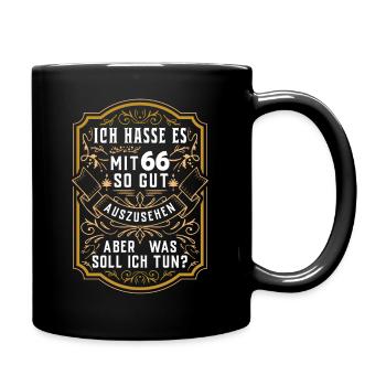 66. Geburtstag Geschenk Birthday Bursdag Jahrgang - Tasse einfarbig - Schwarz - Rechts