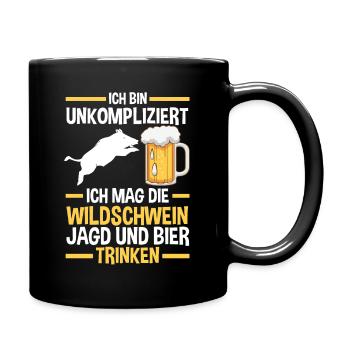 Jäger Wildschweinjagd Bier Jagd - Tasse einfarbig - Schwarz - Rechts