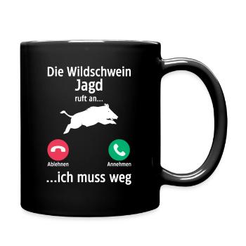 Jäger Wildschweinjäger Jagd - Tasse einfarbig - Schwarz - Rechts