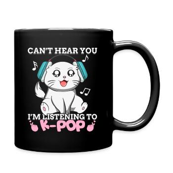 Kpop Kawaii Katze I'm Listening To K-pop Music Ges - Tasse einfarbig - Schwarz - Rechts